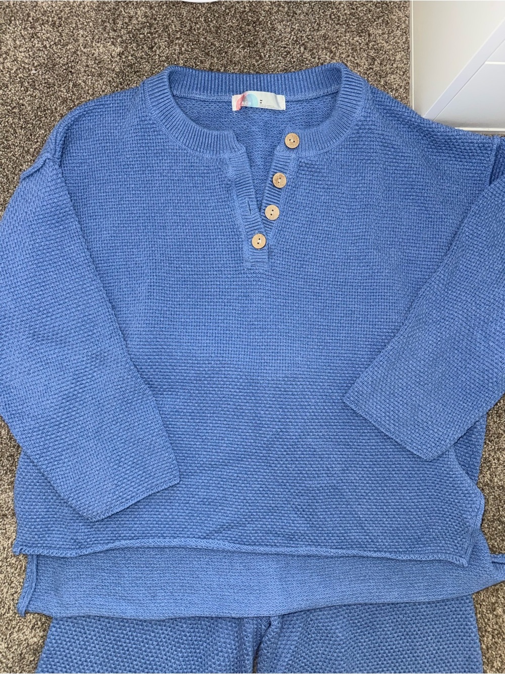 Free People Hailee Waffle Knit Set Blue medium - Picture 2 of 4